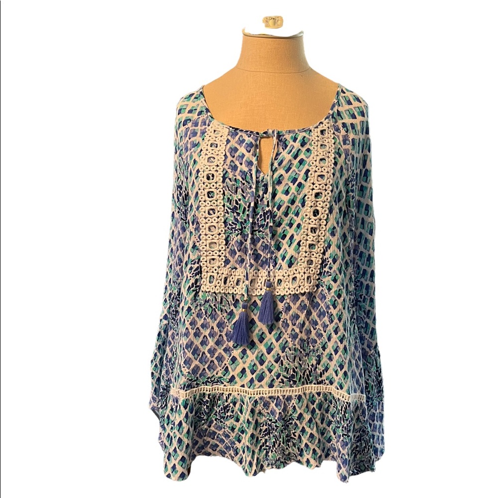 Lily Pulitzer AMISA Bo Ho peasant gauze peasant blouse Size medium